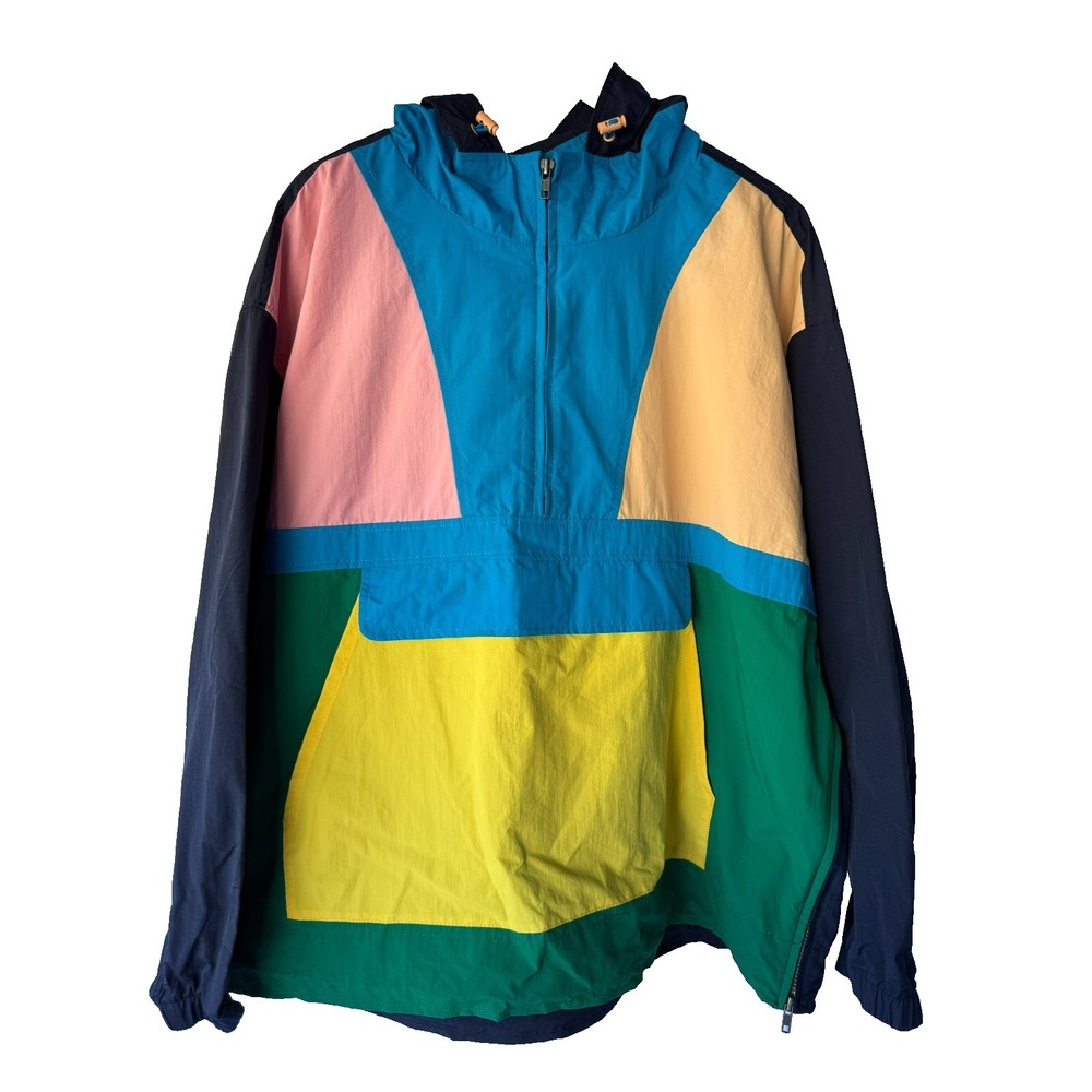 Club Room Windbreaker Jacket Multicolor Mens XL Colorblock Streetwear Hoodie NWT
